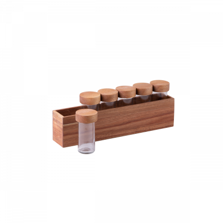 Gewürzregal Akazie 7-tlg. 32.9 x 6 x 11.6 cm - FLOW Wooden